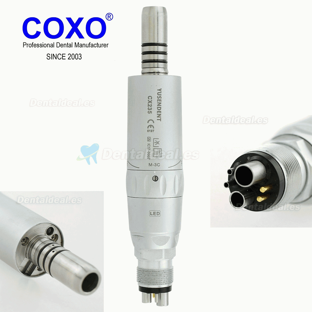 YUSENDENT COXO CX235-3C Aire Motor Pieza de Mano Dental LED Fibra óptica Compatible con NSK X25L X65L 6 Hoyos